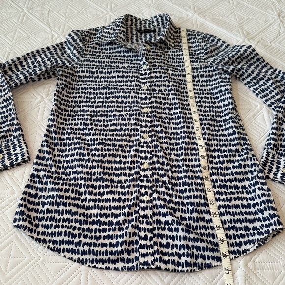 Banana Republic Dillon Shirt Button-Up White Blue Dots Size Small - Picture 4 of 8